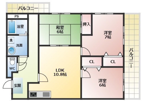 羽曳野市広瀬のマンションの間取り