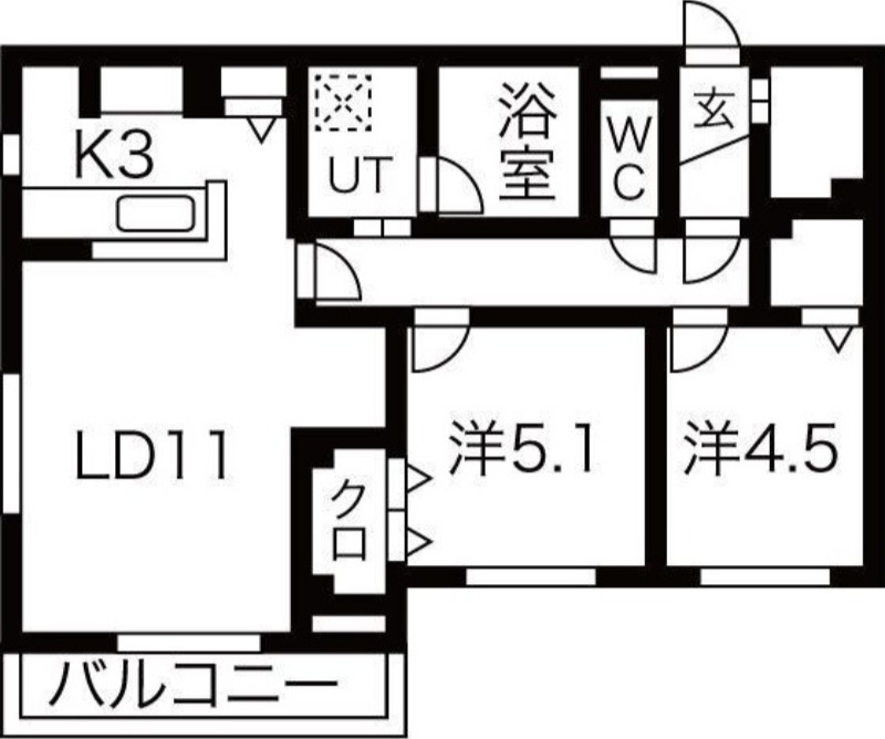 札幌市北区麻生町のマンションの間取り