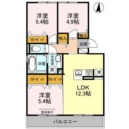 熊本市中央区出水のアパートの間取り