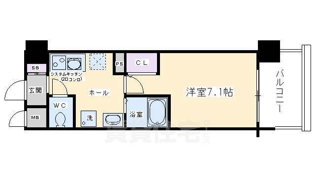 京都市東山区宮川筋８丁目のマンションの間取り