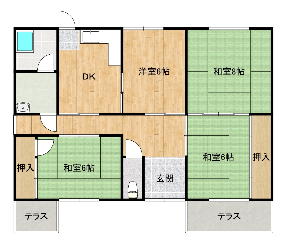 【久米町平屋一戸建の間取り】