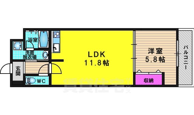 京都市右京区梅津徳丸町のマンションの間取り