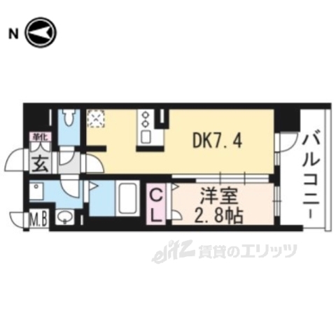 アクアプレイス京大北ＯＸ２０３の間取り