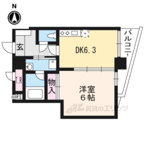 京都市上京区十四軒町のマンションの間取り