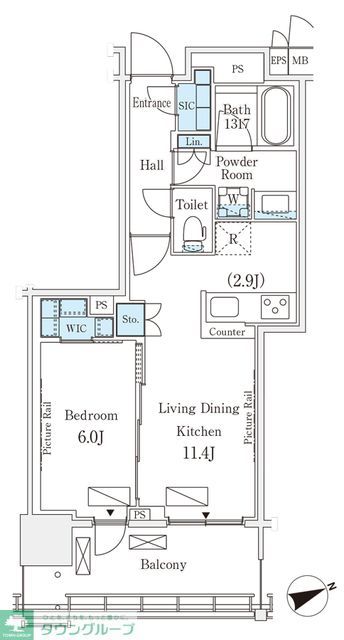 港区港南のマンションの間取り