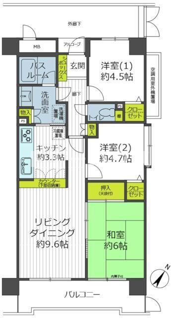 千葉県千葉市花見川区幕張本郷７（マンション）の賃貸物件の間取り