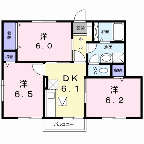 アンソレイエ Aの間取り写真