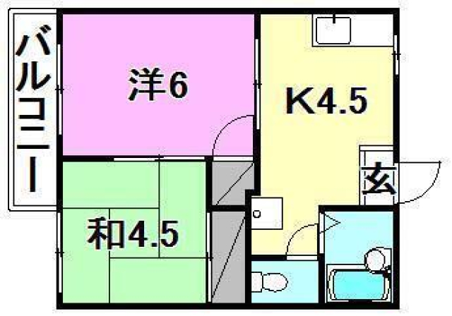 松山市北斎院町のアパートの間取り