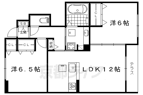 京都市左京区岩倉幡枝町のアパートの間取り