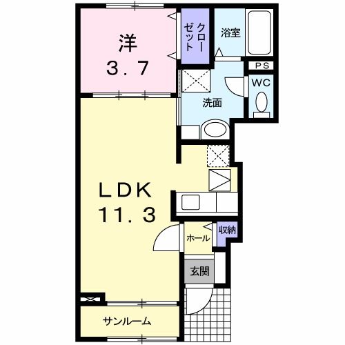 高岡市中曽根のアパートの間取り