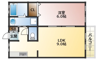 神戸市中央区中山手通のアパートの間取り