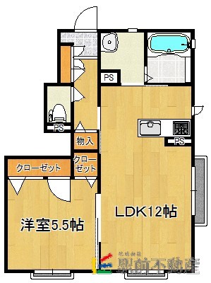 筑後市大字水田のアパートの間取り