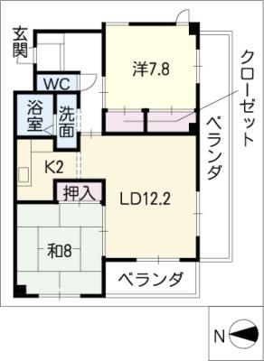 タウン唐山Ｆ棟の間取り