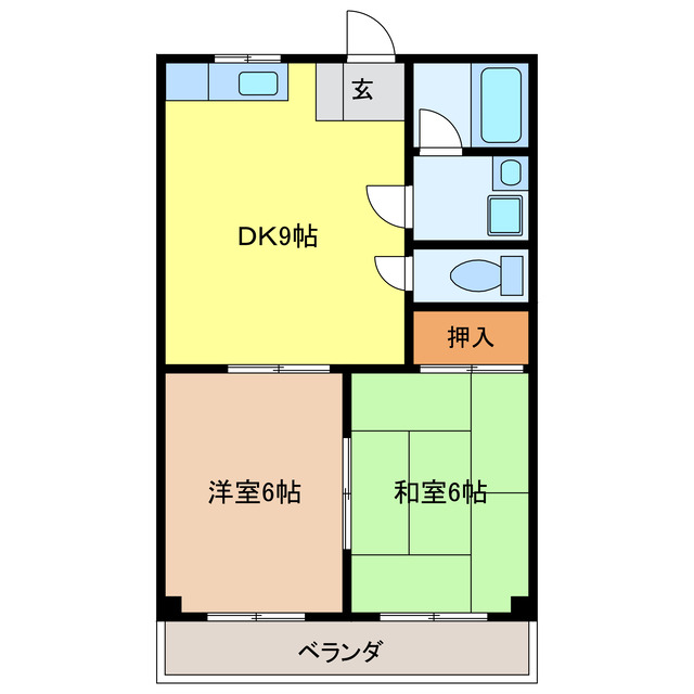 岐阜市西荘のアパートの間取り