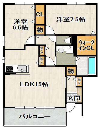 リヴェール宝塚Ｂ棟の間取り