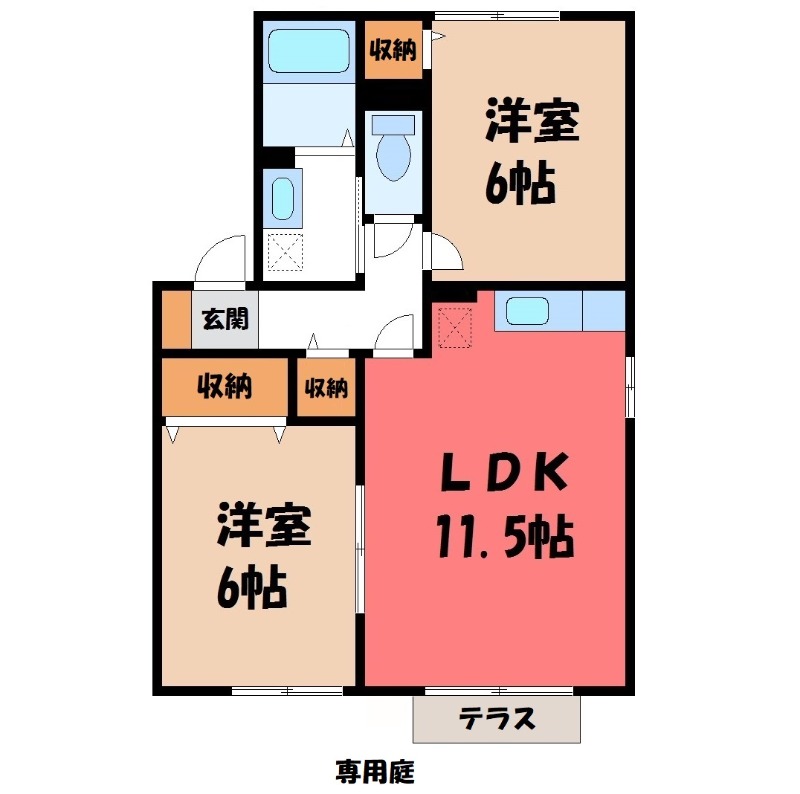 太田市藪塚町のアパートの間取り