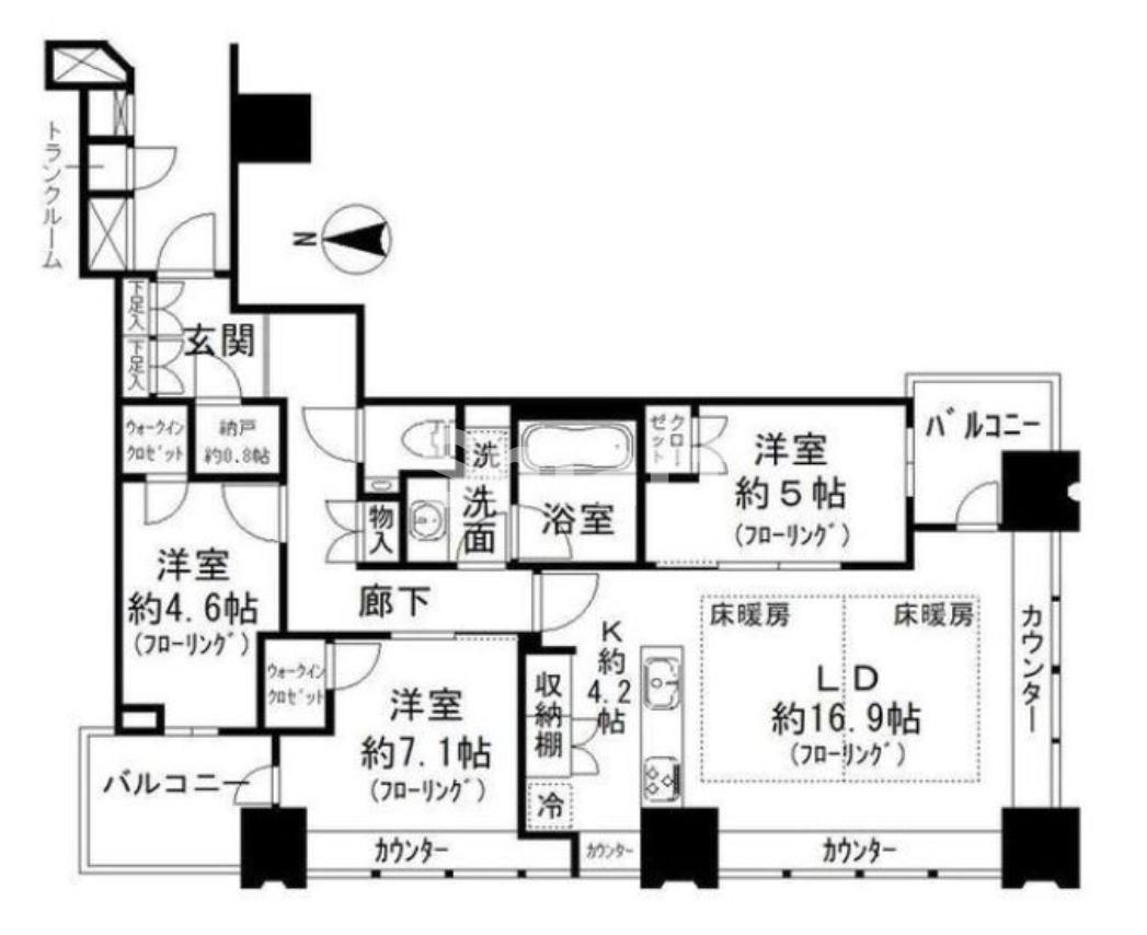 武蔵野タワーズスカイゲートタワーの間取り