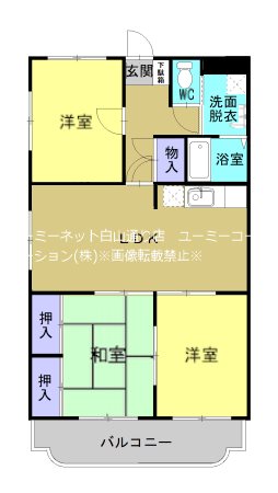 熊本市南区馬渡のマンションの間取り