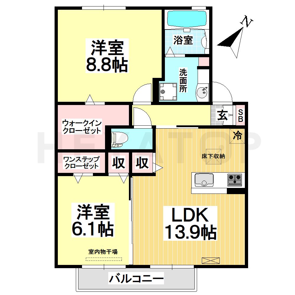 名古屋市天白区弥生が岡のアパートの間取り