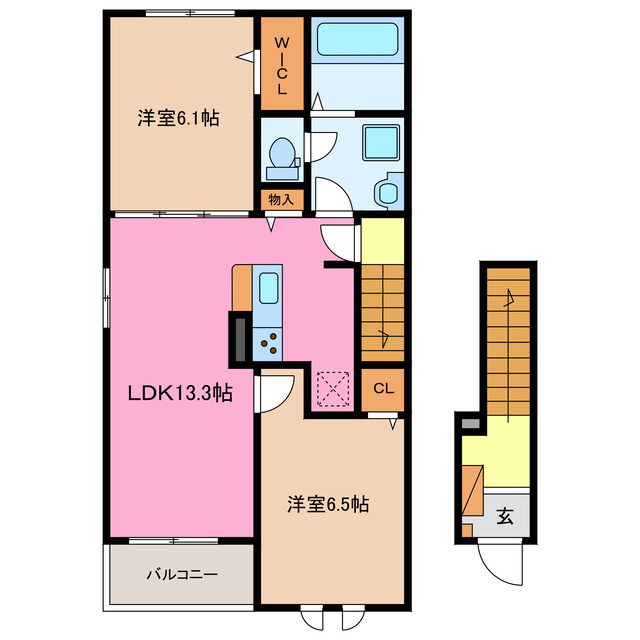 津市阿漕町津興のアパートの間取り