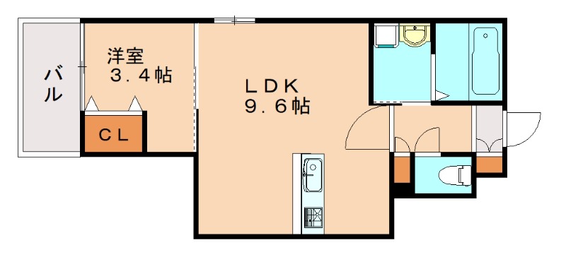 北九州市戸畑区中原東のマンションの間取り