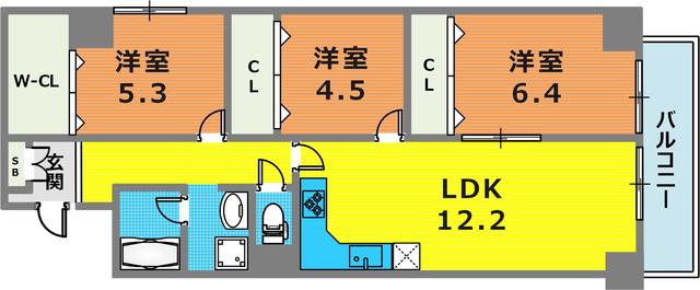 シャンボール三宮の間取り