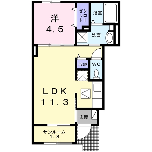 宍粟市山崎町段のアパートの間取り