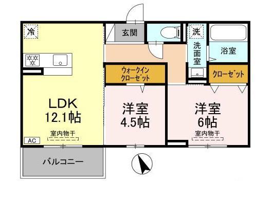 東広島市西条町寺家のアパートの間取り