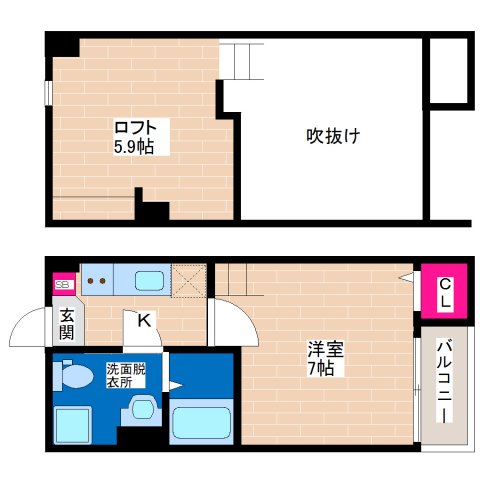 大阪市平野区加美南のアパートの間取り