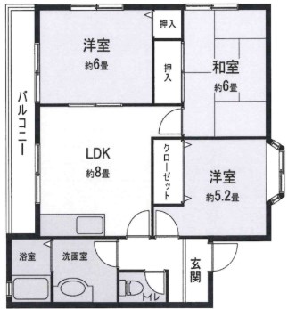 芦屋市東芦屋町のアパートの間取り