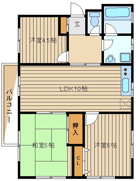 フラット三輪の間取り