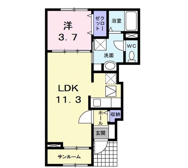 弘前市大字樹木のアパートの間取り