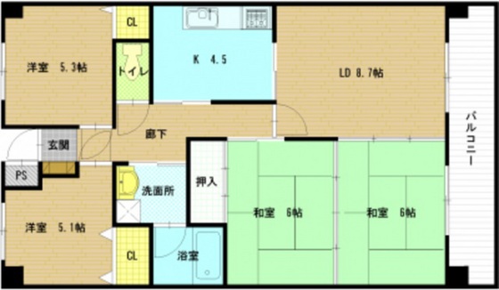 広島市南区翠のマンションの間取り