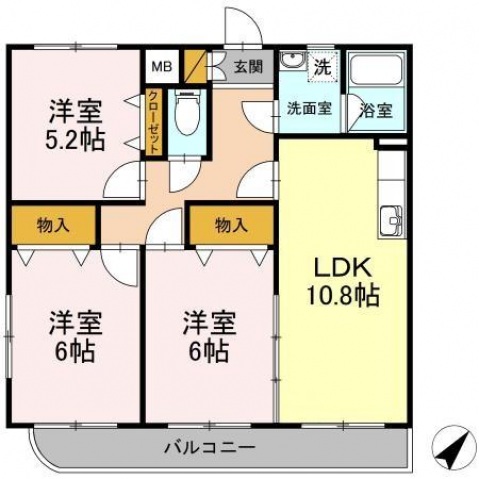 広島市安佐南区山本のマンションの間取り