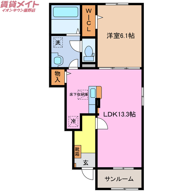 いなべ市北勢町阿下喜のアパートの間取り