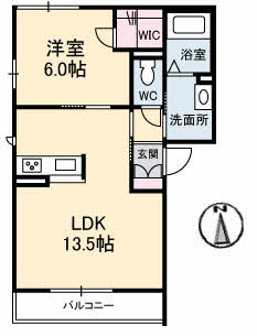 徳島市西新浜町のアパートの間取り