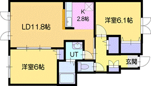 岩見沢市大和一条のアパートの間取り