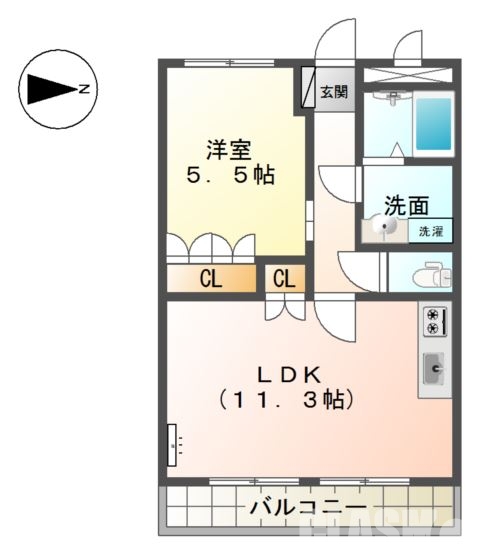 川西市見野のアパートの間取り