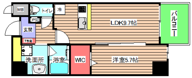 地下鉄長堀鶴見緑地線 松屋町駅 徒歩1分 13階建 築9年の間取り写真