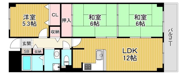 京阪本線 野江駅 徒歩6分 15階建 築40年の間取り写真