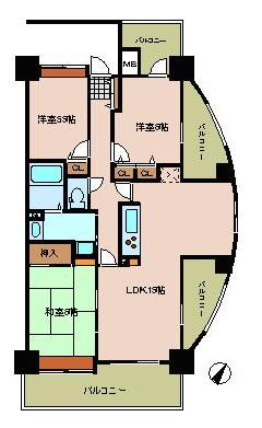 広島市安佐南区東原のマンションの間取り