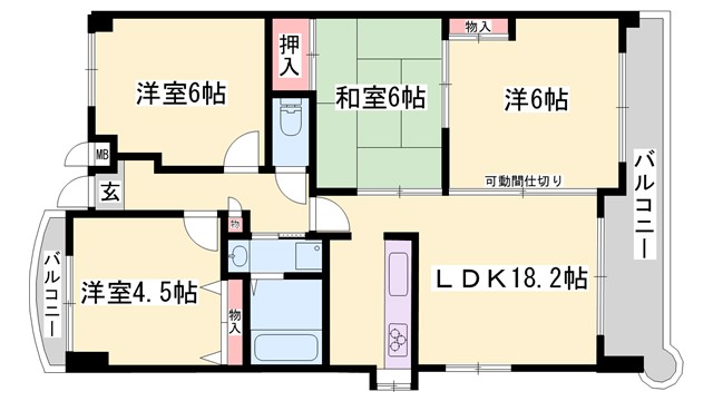 姫路市北条梅原町のマンションの間取り