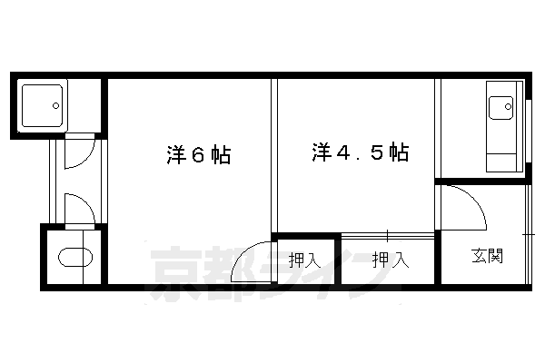 京都市左京区岩倉花園町のアパートの間取り