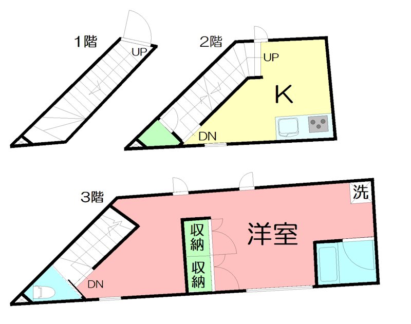 6軒長屋の間取り