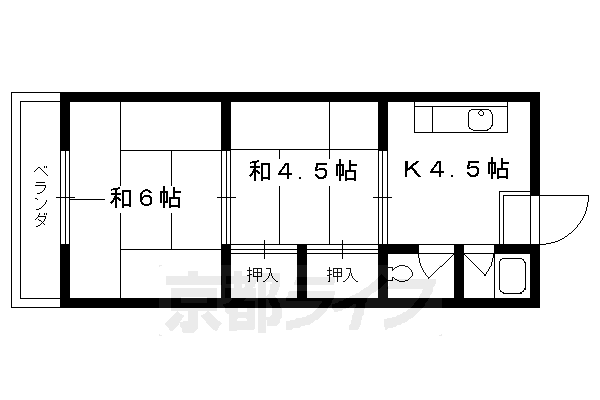 京都市右京区梅津西浦町のマンションの間取り