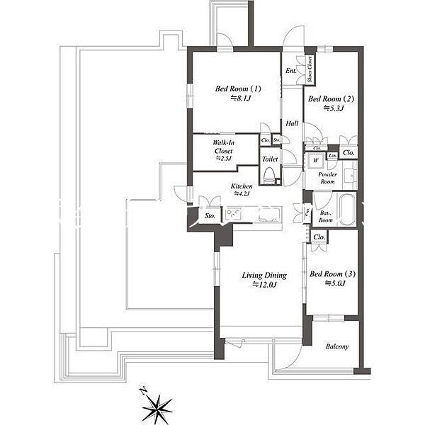 大田区上池台のマンションの間取り