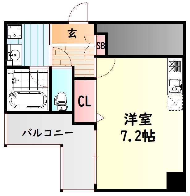 大阪市中央区南新町のマンションの間取り