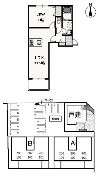 リュミエールA棟A棟の間取り