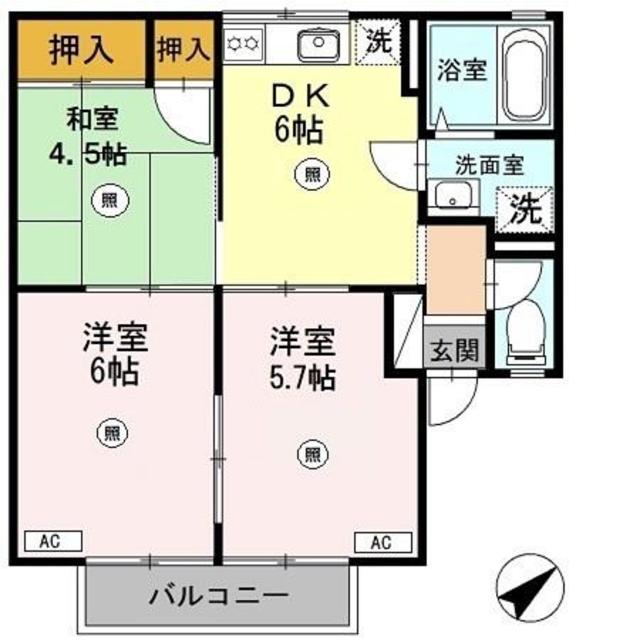 和歌山市榎原のアパートの間取り