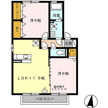 福山市千田町のアパートの間取り